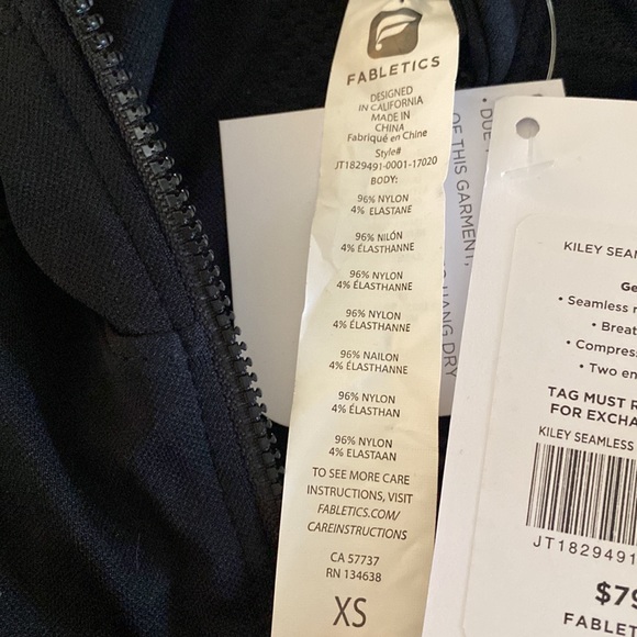 NWT Fabletics Kiley hooded great black zippered stretchy jacket with pockets. - Picture 15 of 16